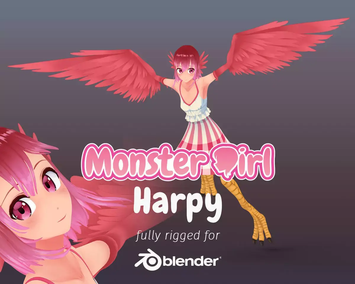 Monster Girl Harpy Low-poly 3D model