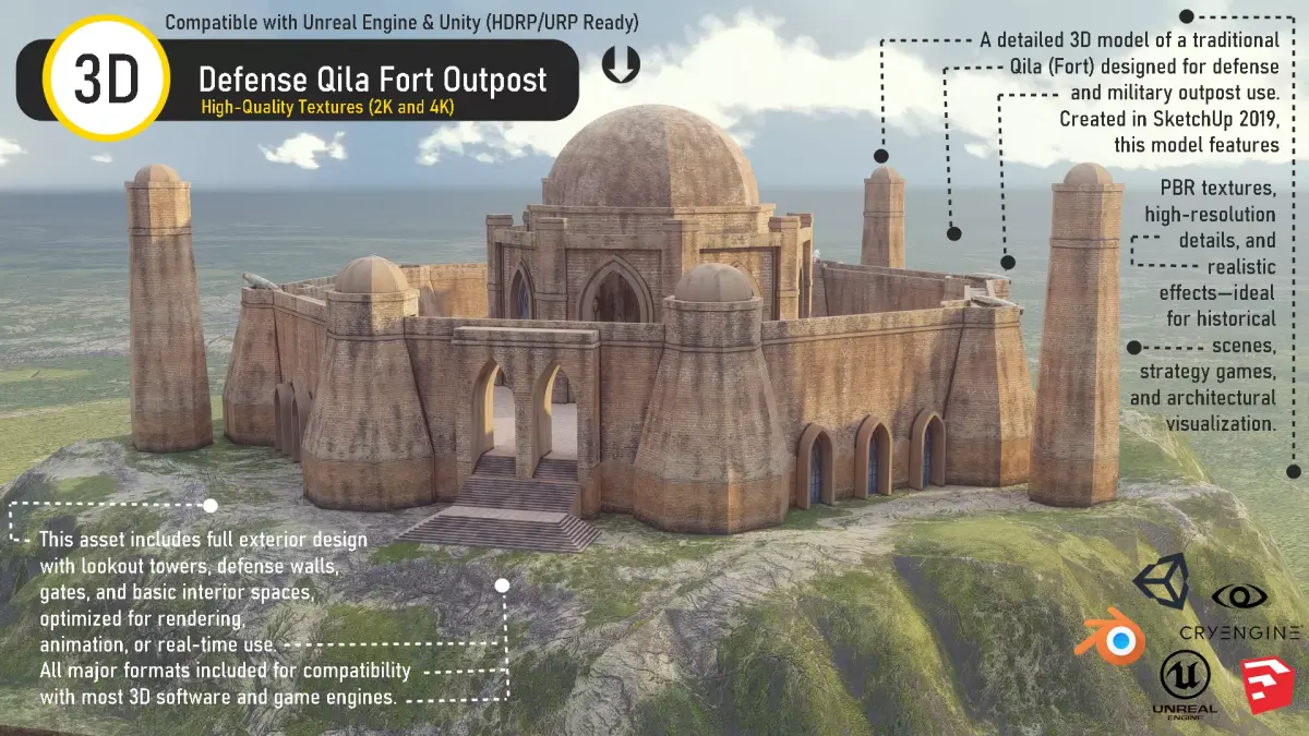 Outpost Qila Low-poly 3D model