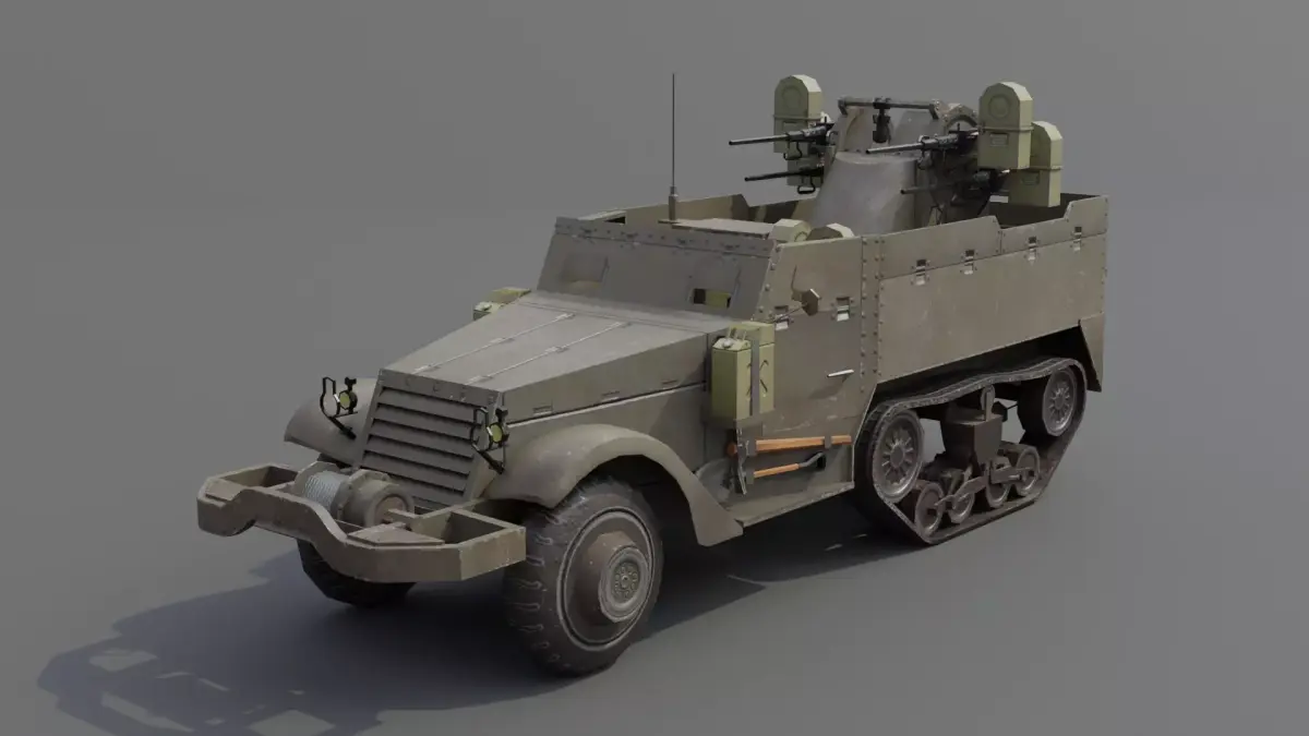 M16 MGMC meat chopper AA Gun Halftrack  Low-poly 3D model