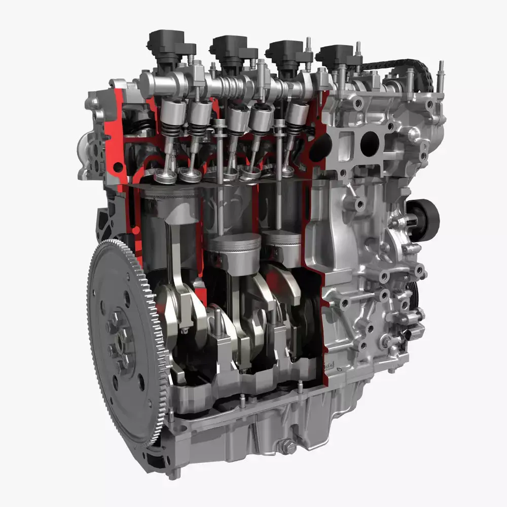 4 Cylinder Engine Block Cutaway 3D model