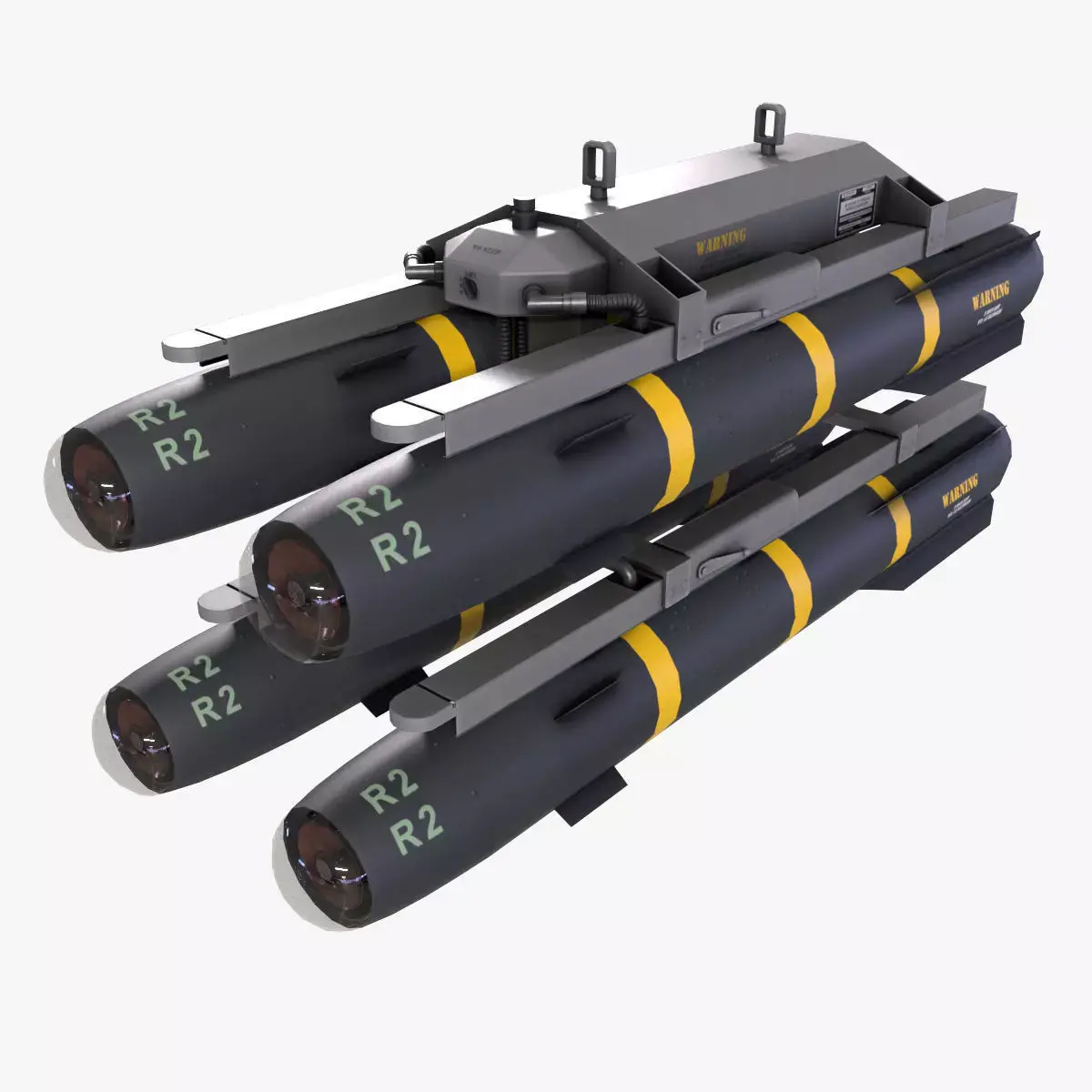 AGM-114 Hellfire Missile Launcher X4 Low-poly 3D model