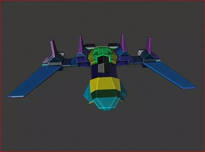Spaceship colorful flying in air Free low-poly 3D model