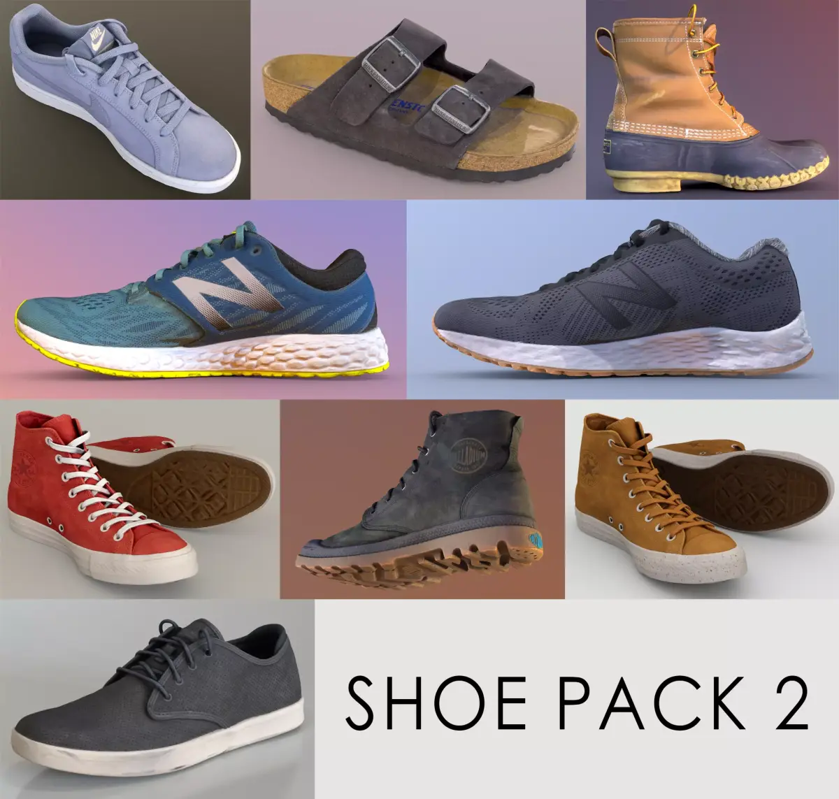 Shoe Pack 2 Low-poly 3D model