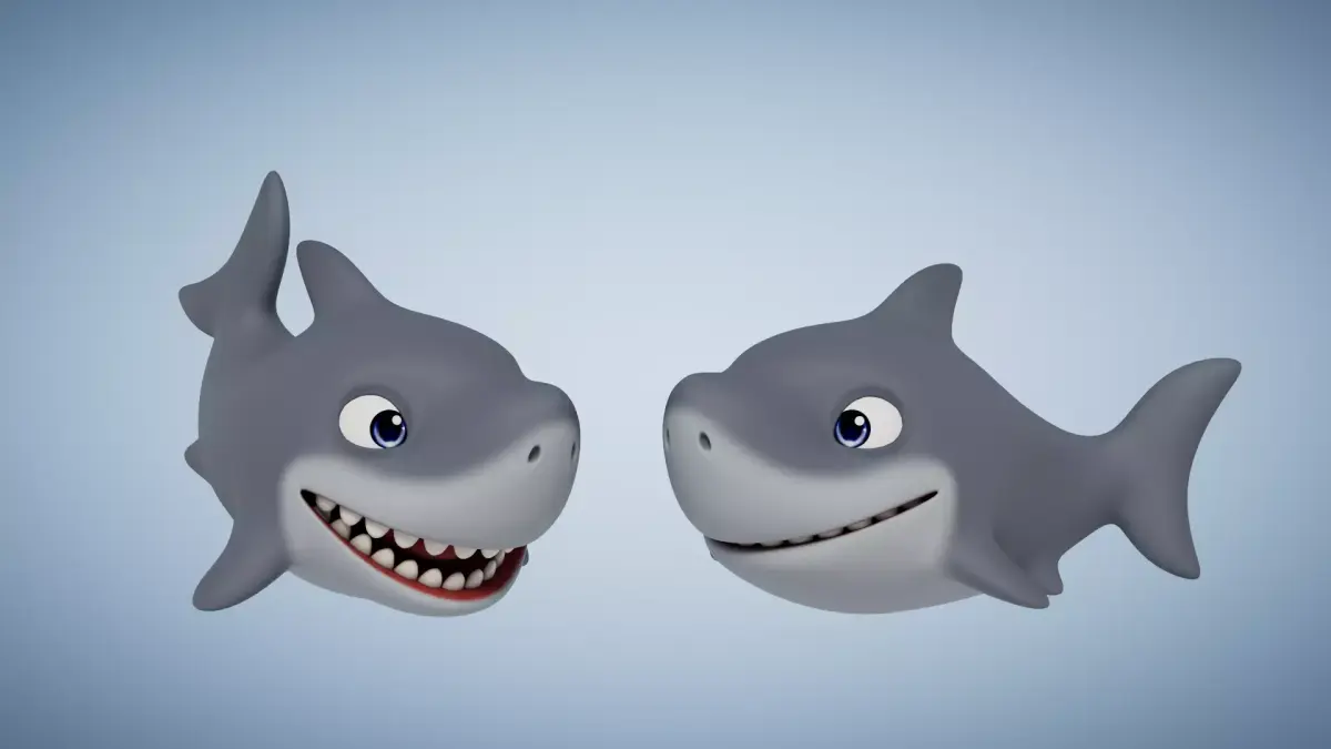 Rigged Cartoon Shark Low-poly 3D model