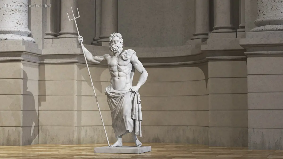 Poseidon Greek God Statue Marble 3D model