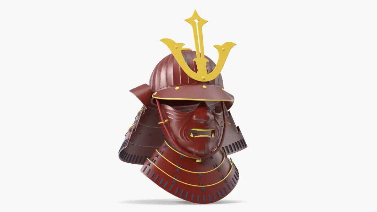 Sengoku Samurai Kabuto with Menpo Red 3D model