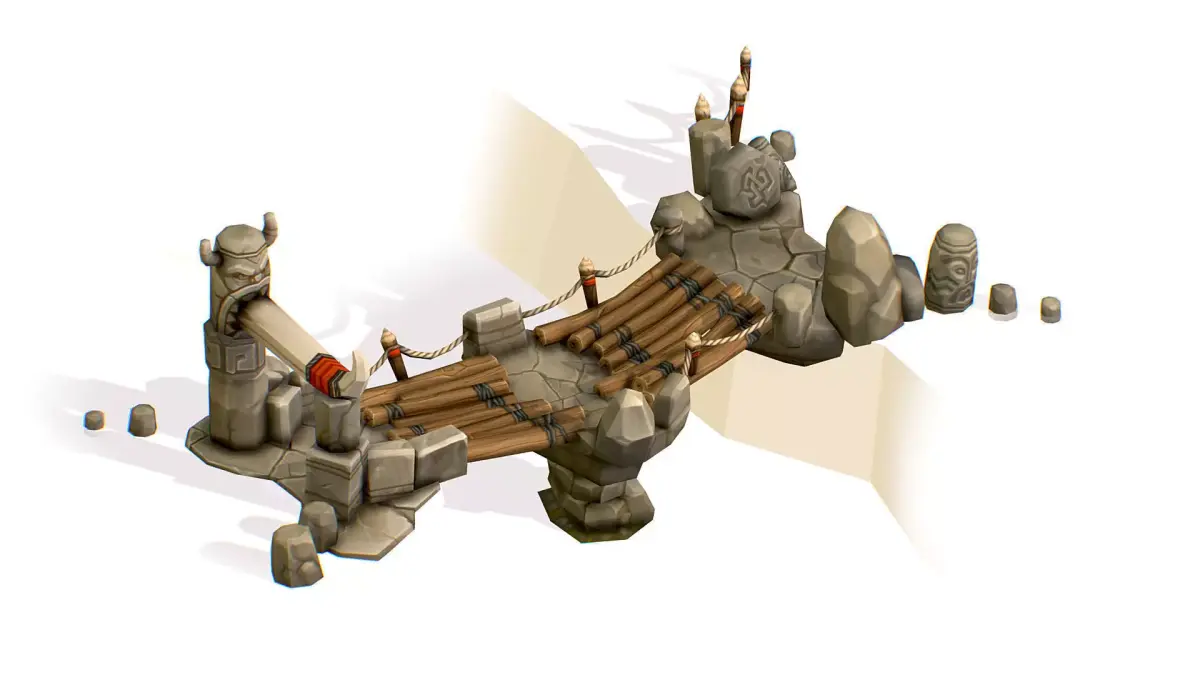 Wooden Structure Suspension Bridge Low-poly 3D model purchase