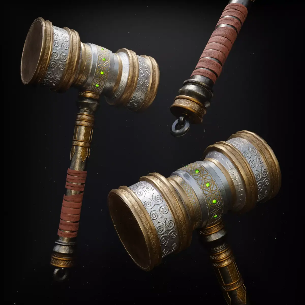 Legendary hammer Low-poly 3D model