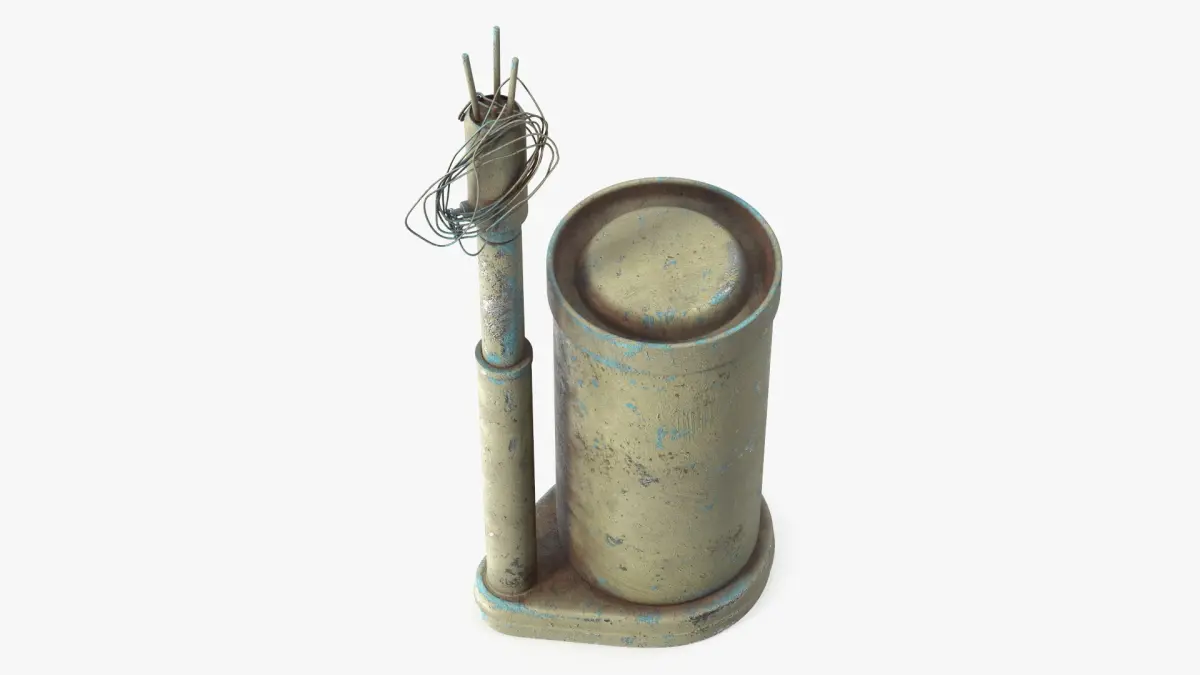 World War II M2 Anti Personnel Mine with Detonator and Wires Yellow 3D model