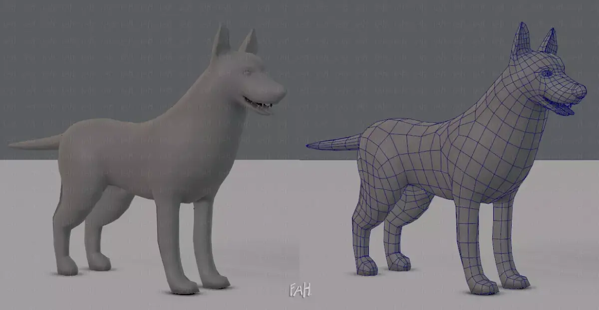 Dog base for game Low-poly 3D model