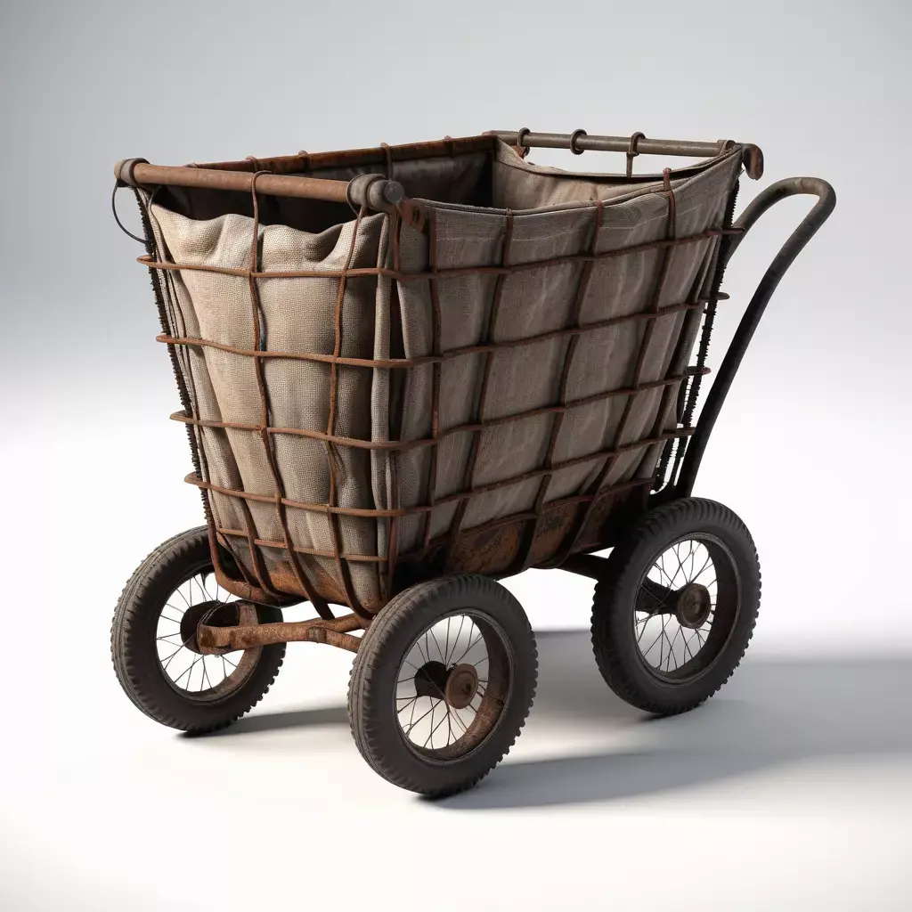 Vintage Industrial Laundry Utility Cart 3D model