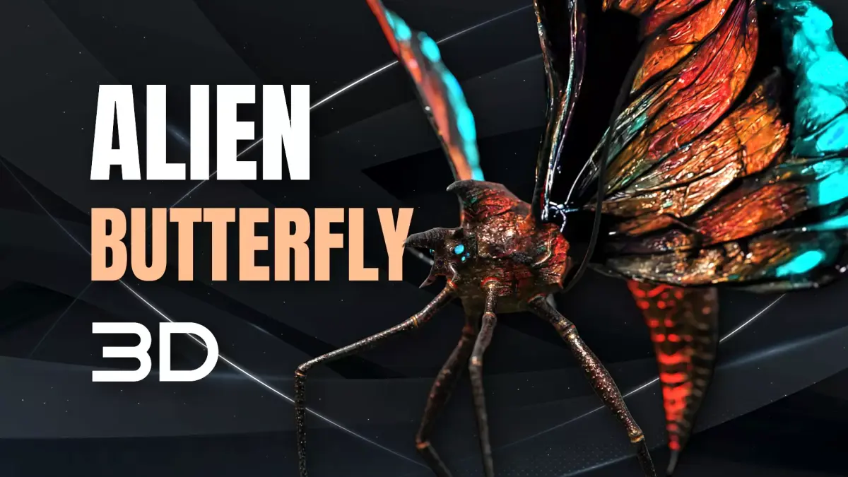 Alien Butterfly Insect Low-poly 3D model