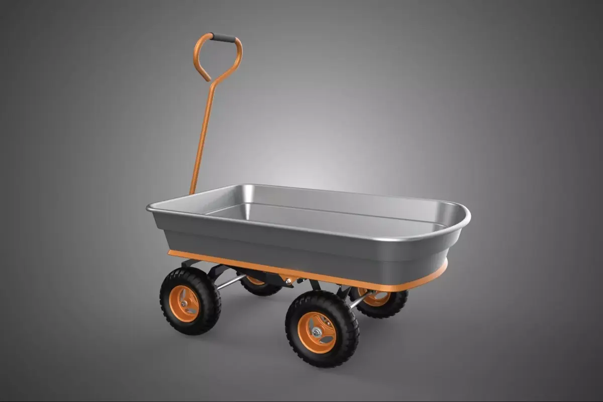 GARDEN POLY DECK UTILITY TROLLEY CART TRAILER WAGON FOUR 4 WHEEL 3D model