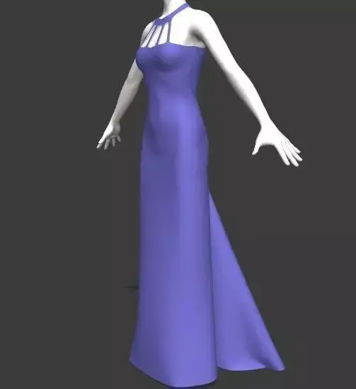 Woman lavender gown Low-poly 3D model