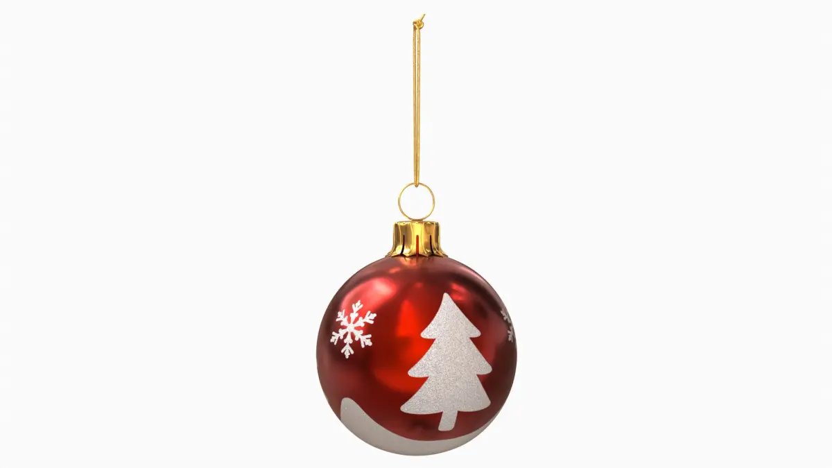 Red Christmas Ornament Pine Tree Motif &amp;ndash; Christmas Decoration 3D model