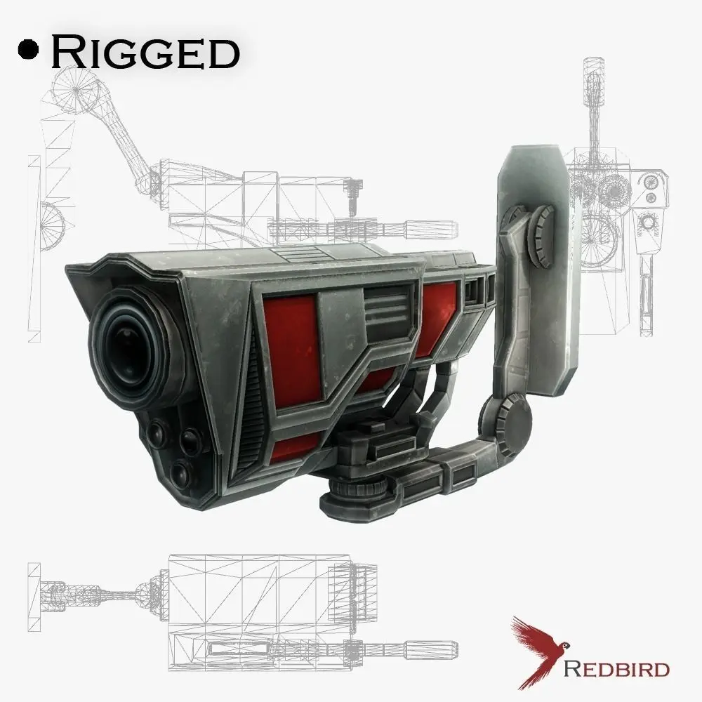 Security camera 03 sci-fi low poly Low-poly 3D model