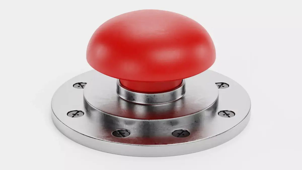 Emergency Button V6 - Industrial Mushroom Push Switch Control 3D model