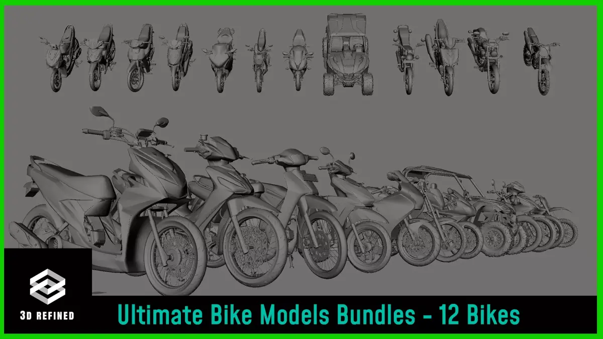 Ultimate Bike Modle Bundles - 12 Bikes Low-poly 3D model