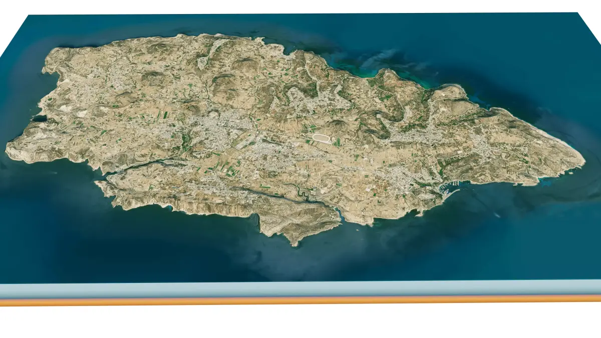 Gozo Island 3D model terrain Low-poly 3D model