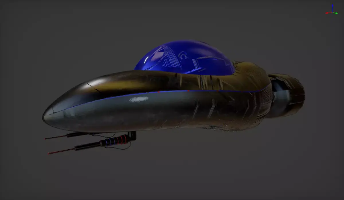 Spaceship with light Free low-poly 3D model