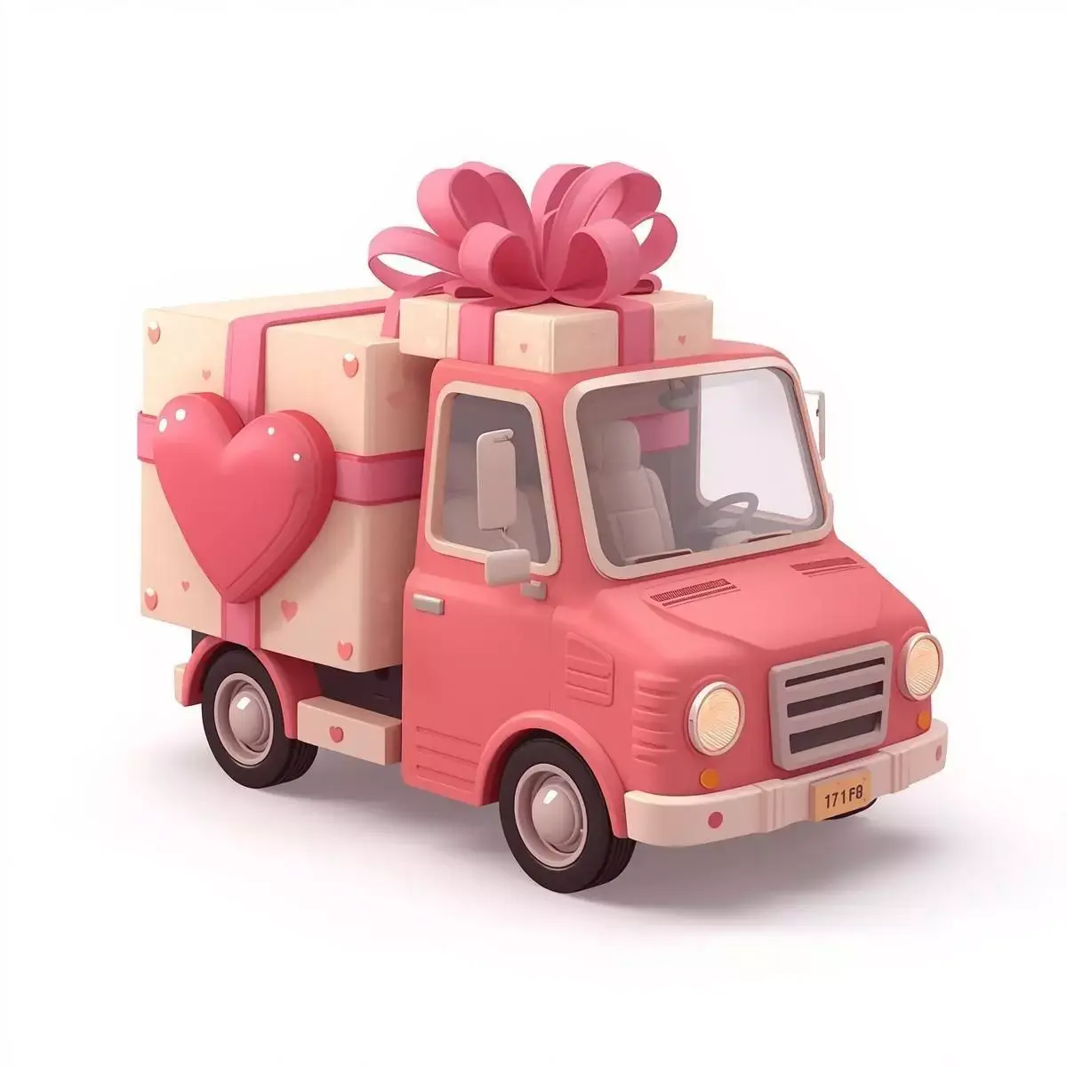 Stylized 3D Valentine Delivery Truck Model Low-poly 3D model