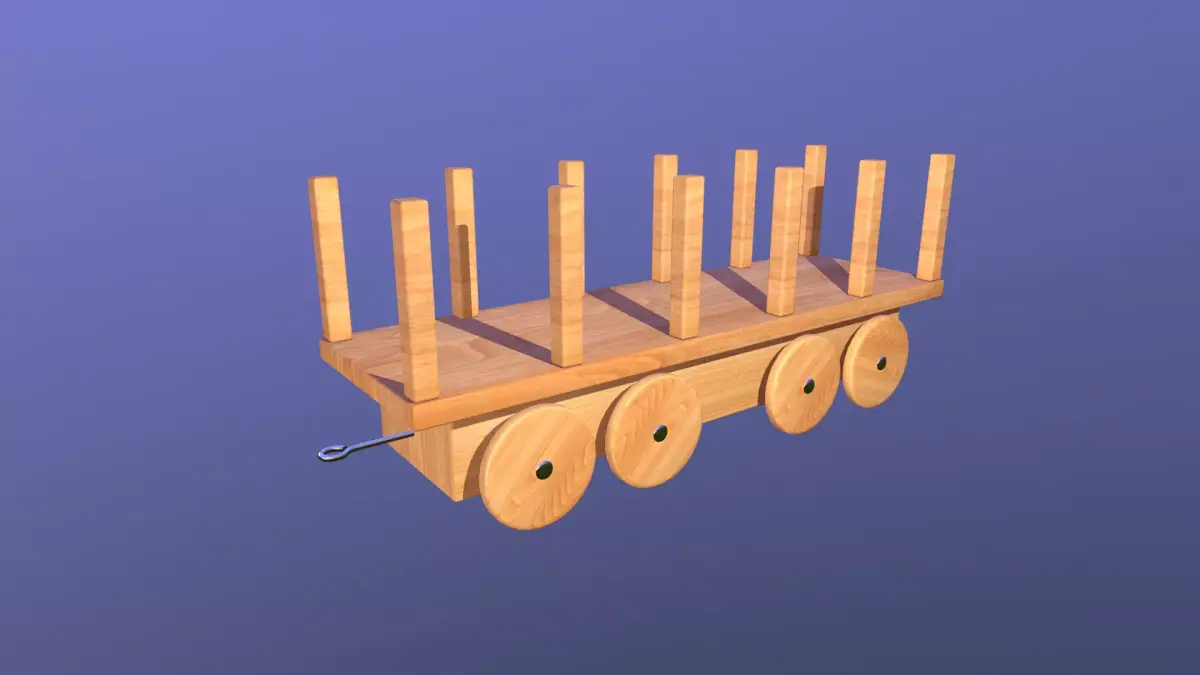 Wooden Toy Train - Carrier Wagon Low-poly 3D model