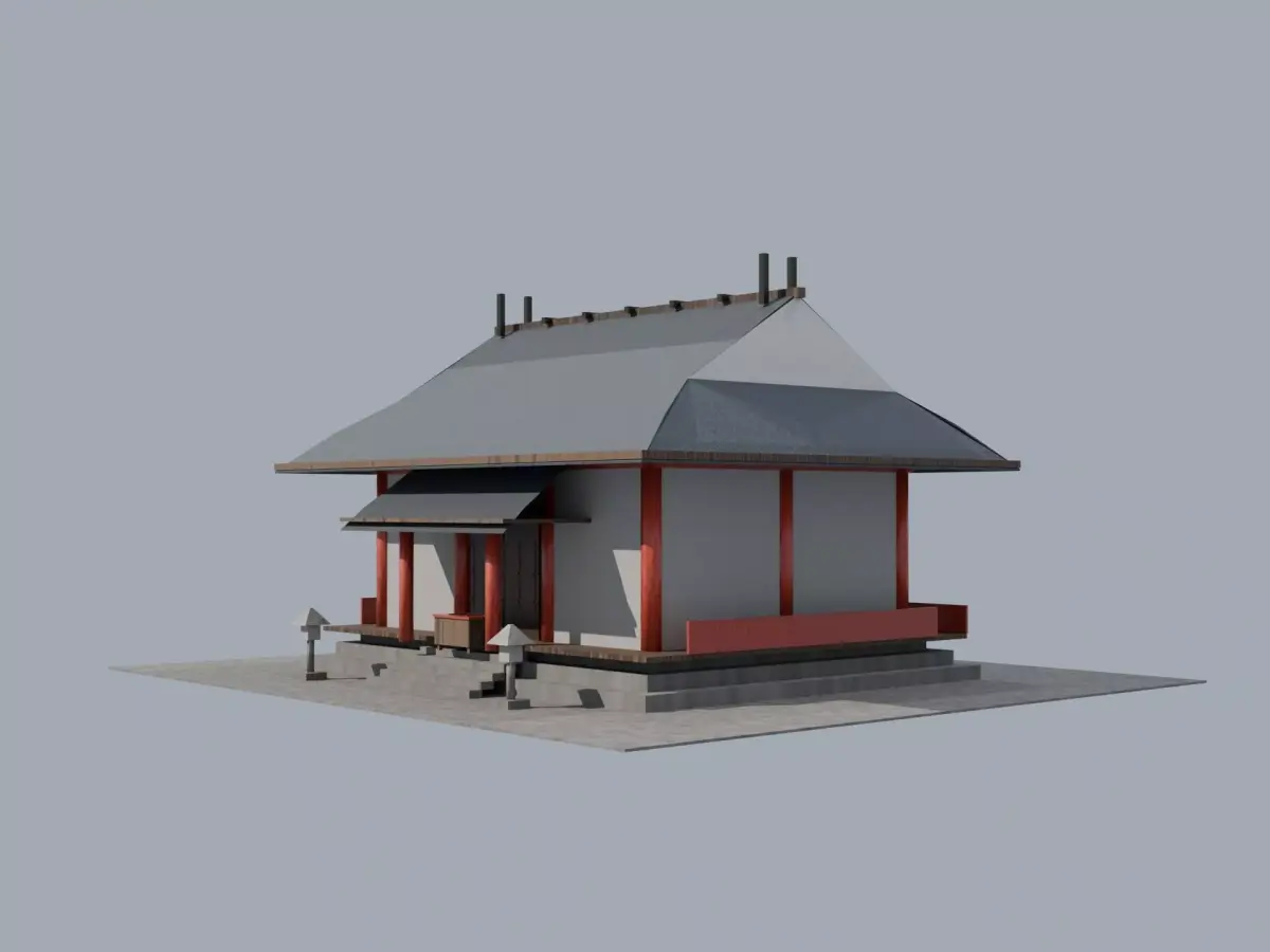 Japanese Buddhist Temple Otera Low Poly Low-poly 3D model