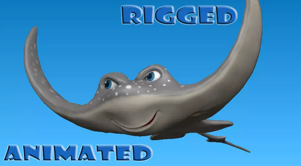 cartoon manta ray Low-poly 3D model