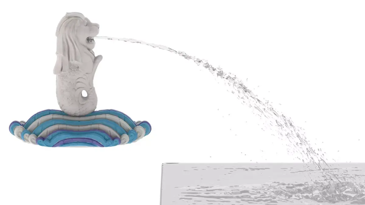 Merlion Fountain Water Spray Big 3D model