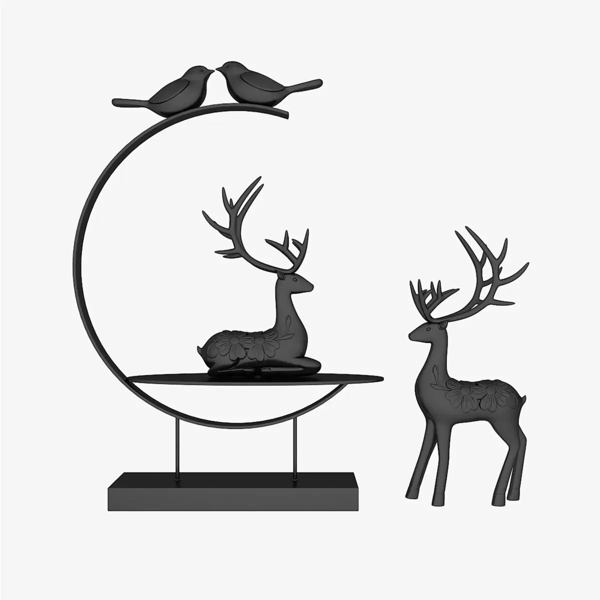 bird and deer decor Low-poly 3D model