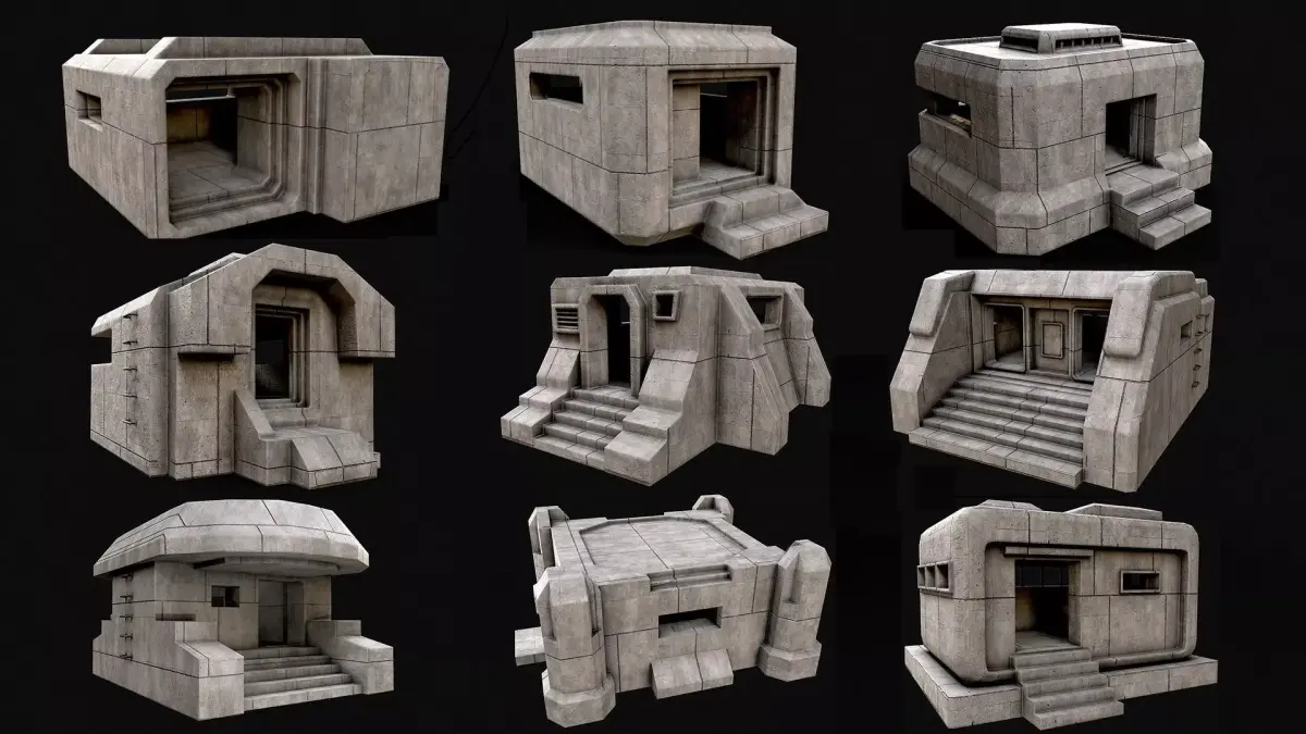 Military Concrete Bunker Base PBR Collection 