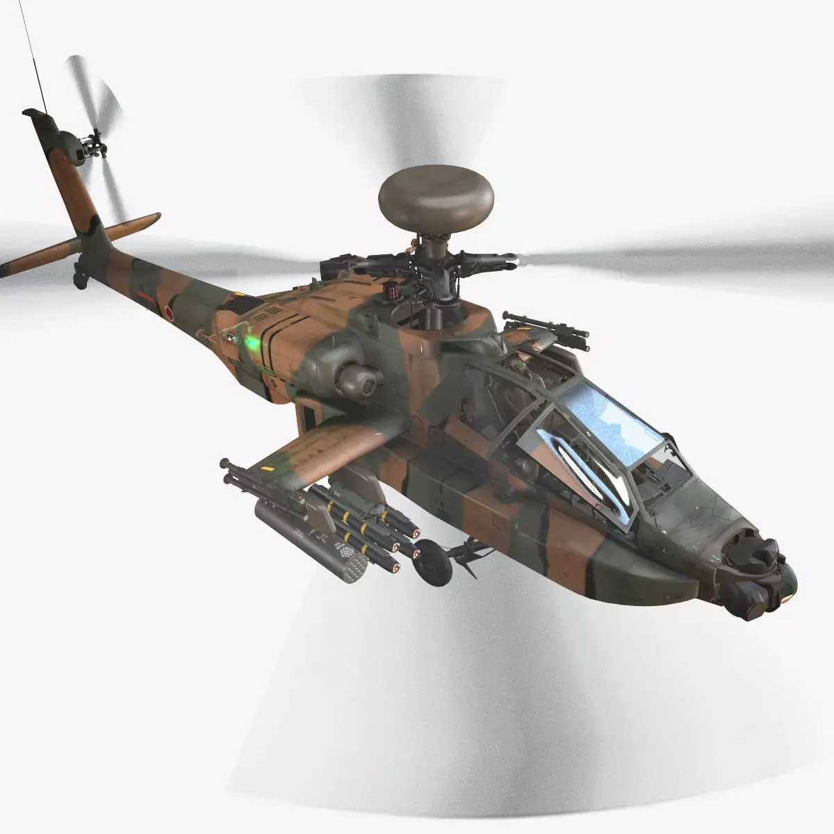 Apache AH-64D Japan Ground Self-Defense Force Complex Animation Low-poly 3D model