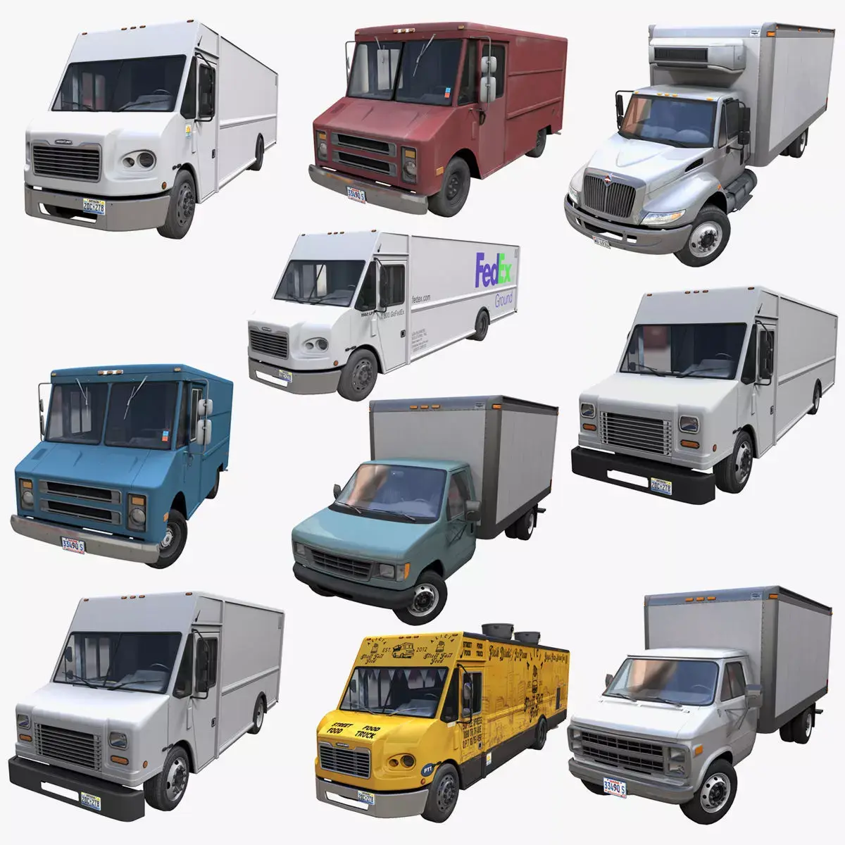 Box van trucks 3D Model Pack