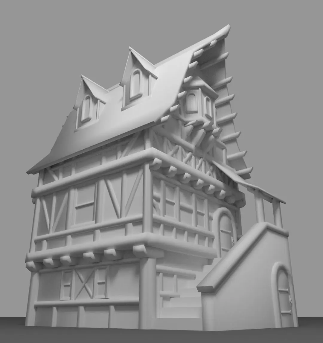 Medieval House Low-poly 3D model 18