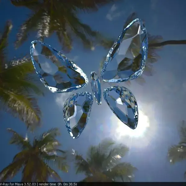 3d Crystal Butterfly rigging automatic 3D model
