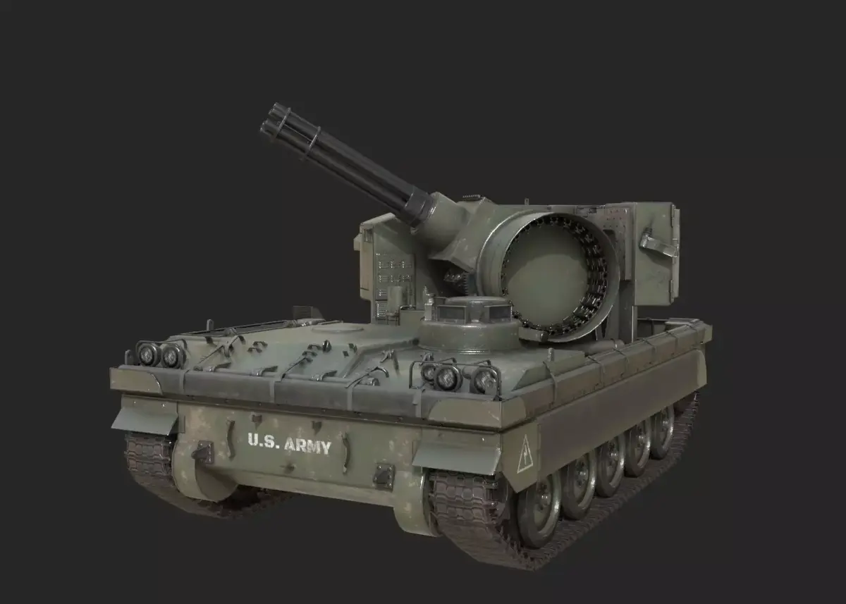 3 Coatings of US Army T249 Vigilante self-propelled AA gun Low-poly 3D model