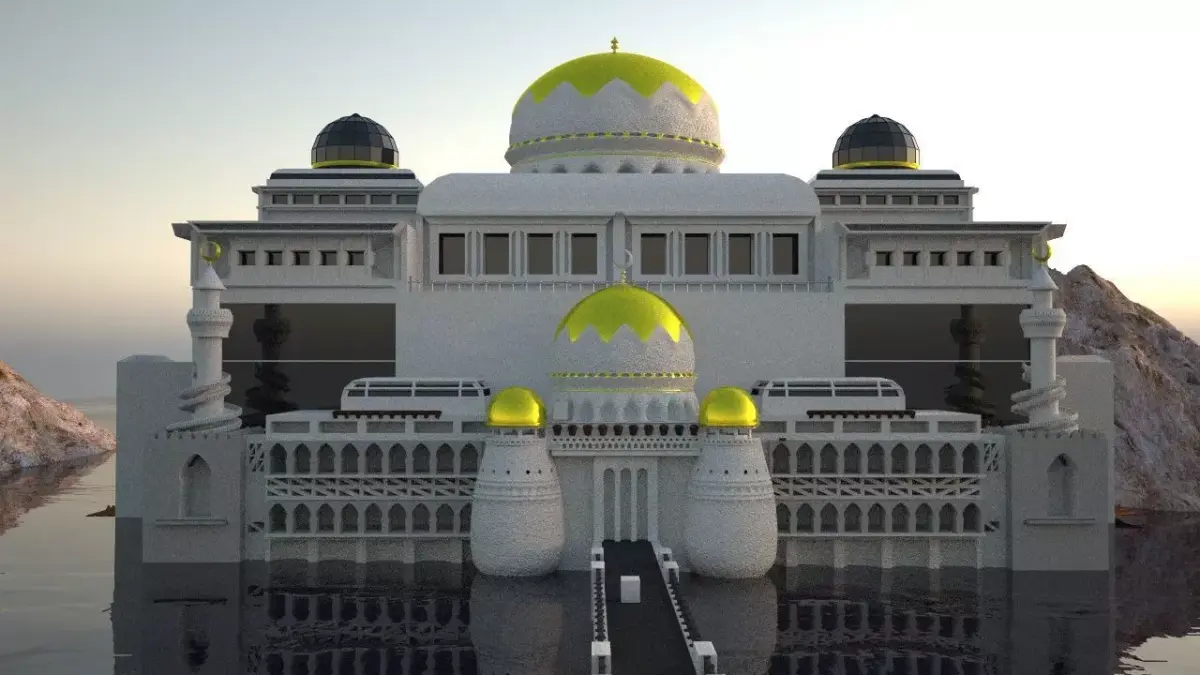 Huge masjid in ocean  3D model