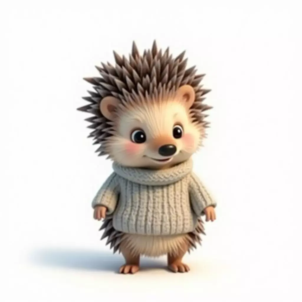Hedgehog Sweater Creature 3D Model Cozy Winter Character Low-poly 3D model