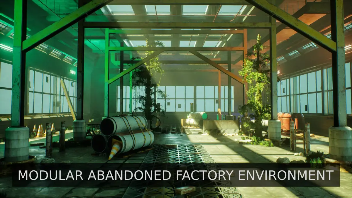 Modular Abandoned Factory Environment Low-poly 3D model