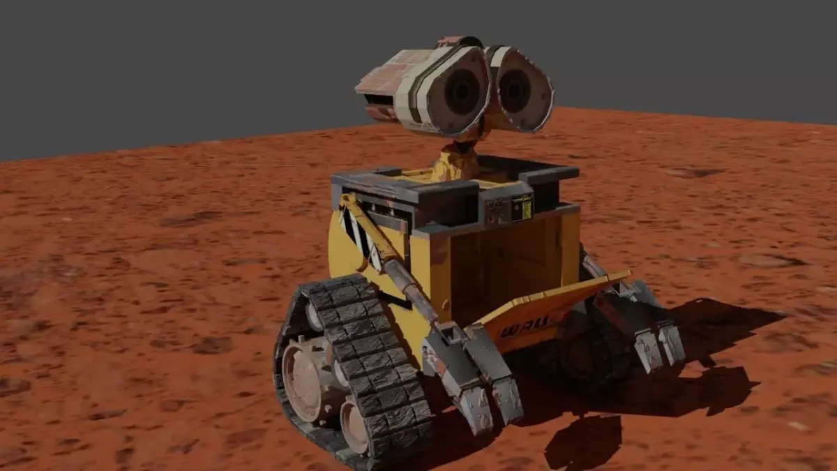 WAll-E wall e robot on desert Low-poly 3D model