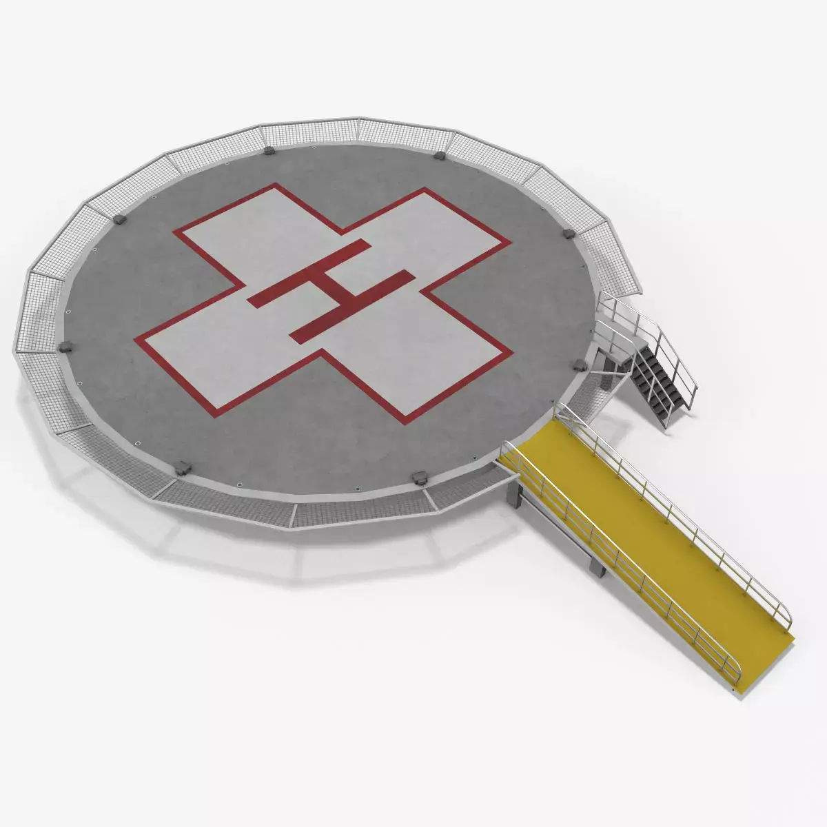 Helipad Hospital --320-- Low-poly 3D model