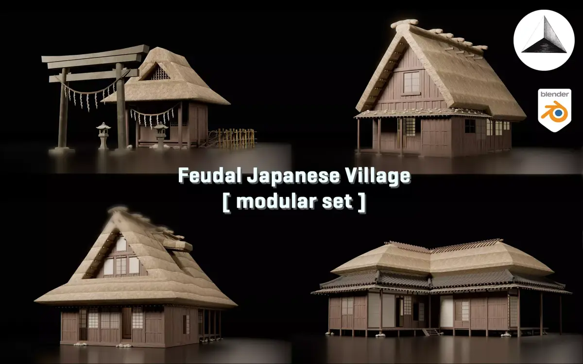 Feudal Japanese Village Modular Set 3D model