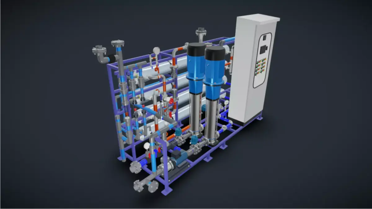 8m3h 3Stage RO Water Filter System 3D model