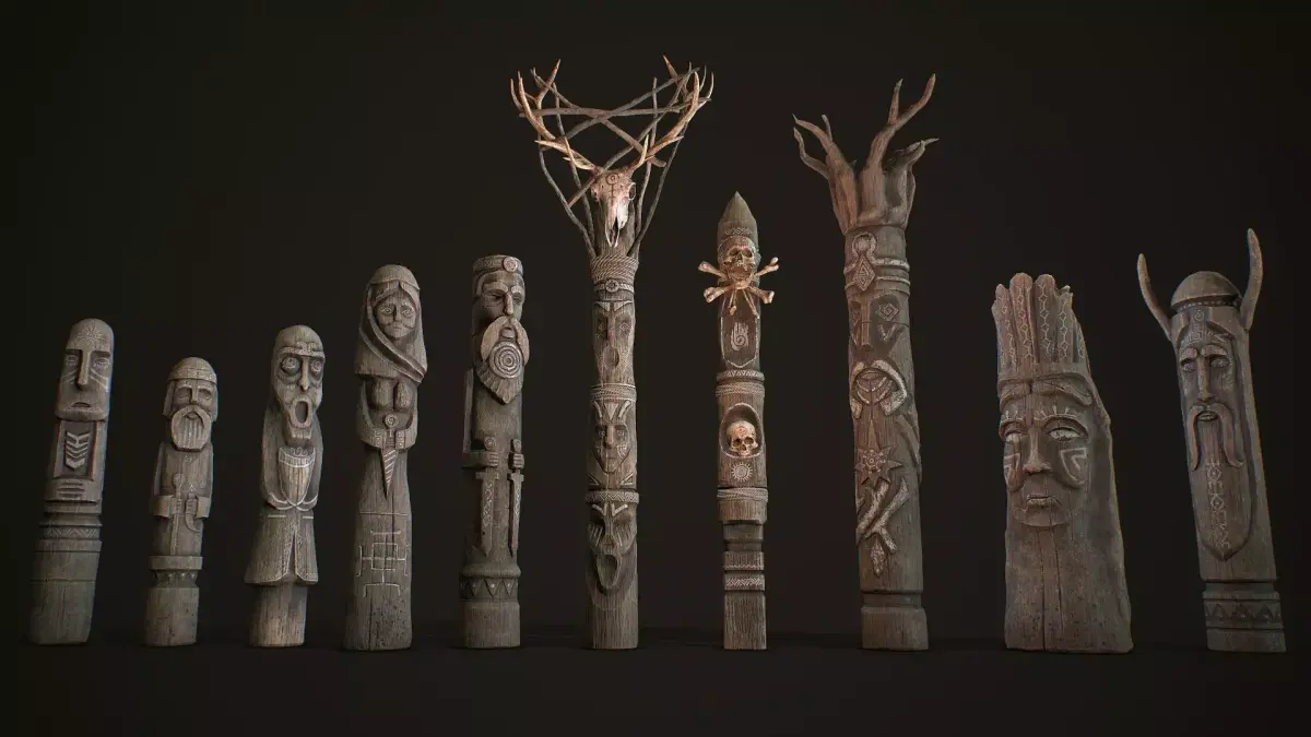 Wood Totems Pagan Deities Collections Low-poly 3D model