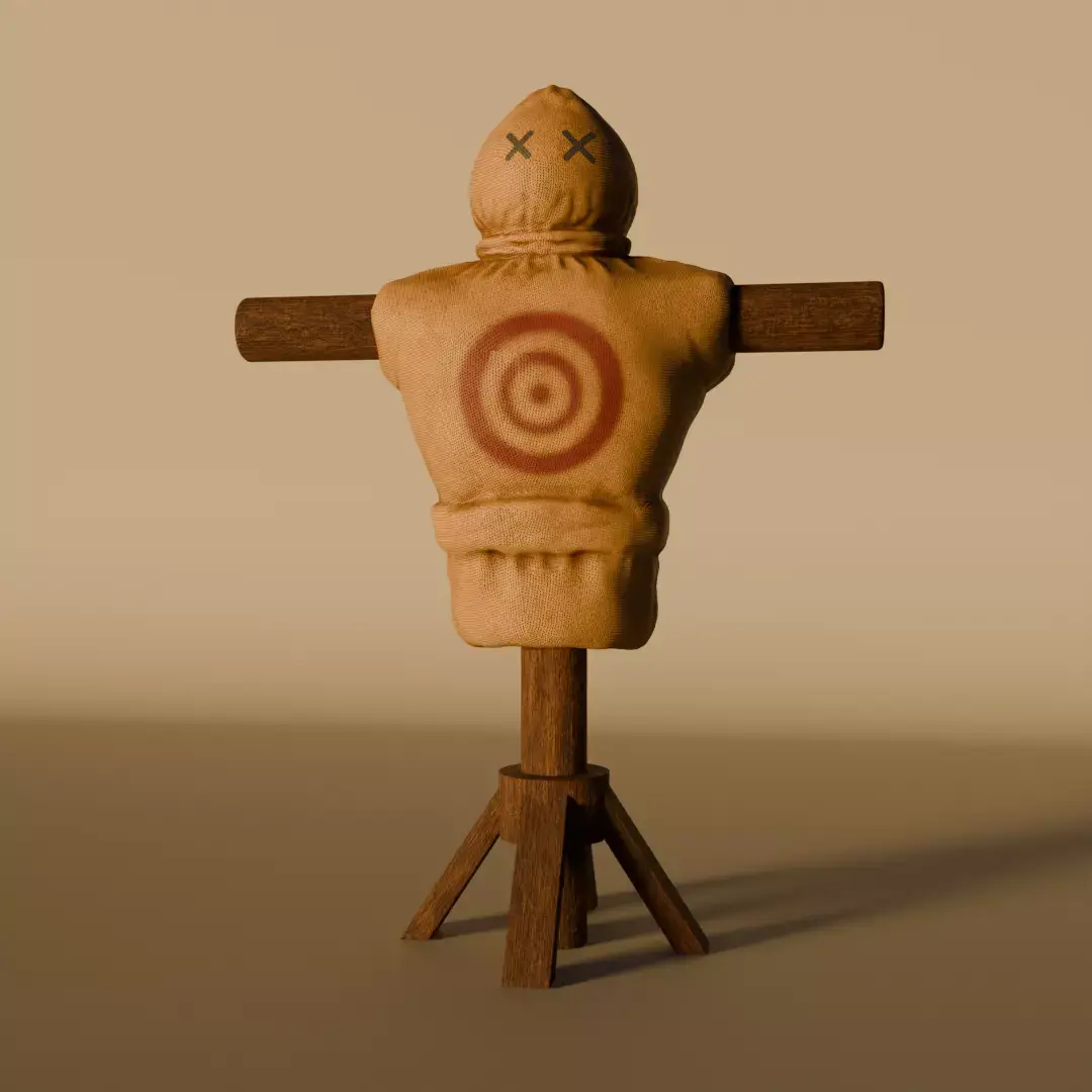 Realistic Wooden Training Dummy  Stylized Scarecrow Target Model Low-poly 3D model