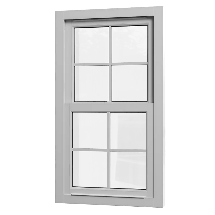  Double Hung Grid Window Model, White 