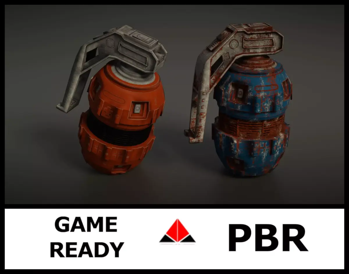Granade Low Poly PBR grenade 3D Model Pack