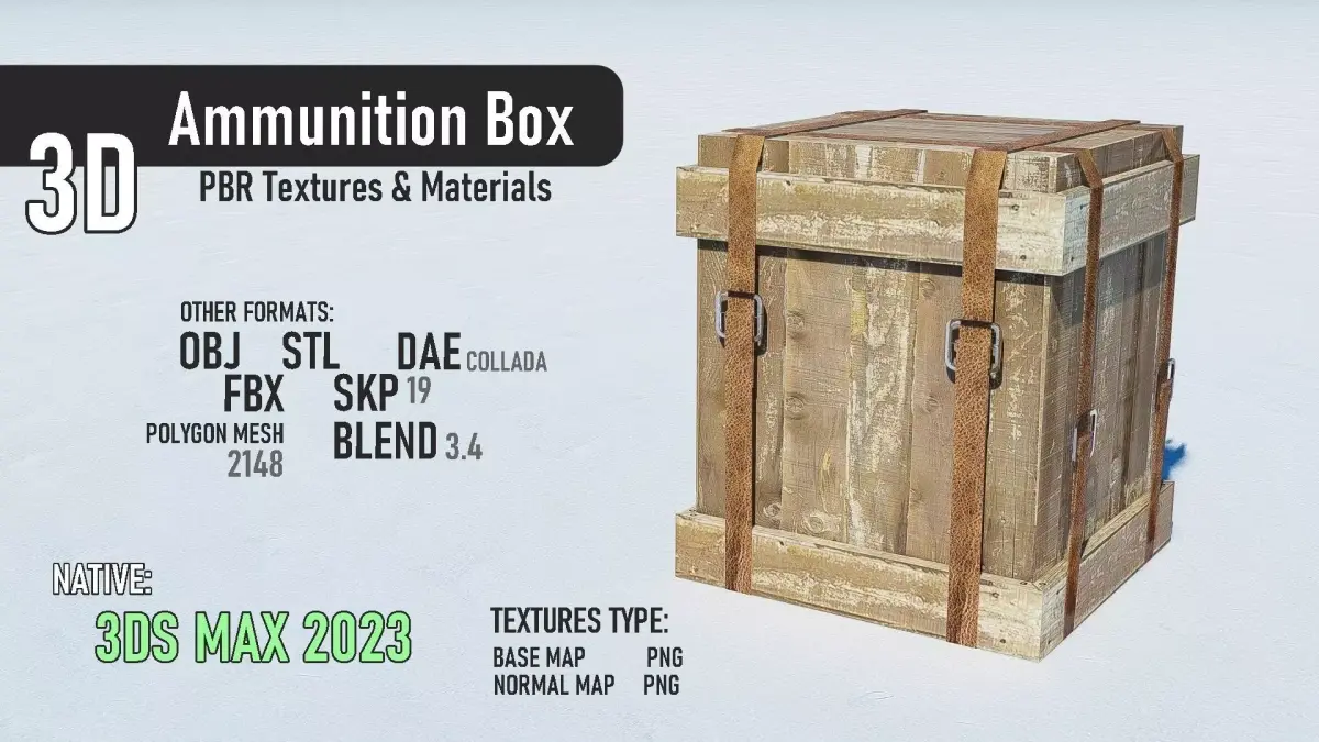 Ammunition BOX Low-poly 3D model 2