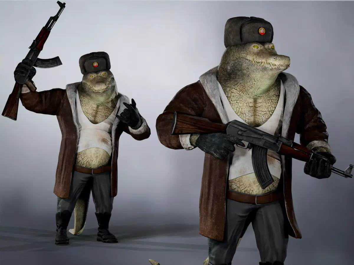 Bored Crocodile Low-poly 3D model