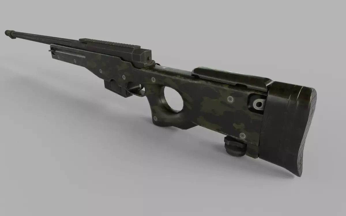 AWM Sniper Rifle Low-poly 3D model Low-poly 3D model